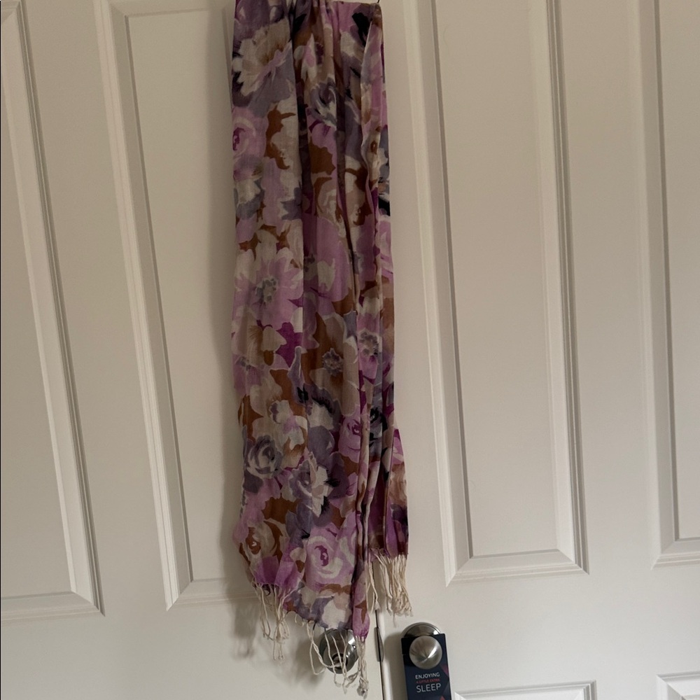 Floral Purple and Brown Scarf